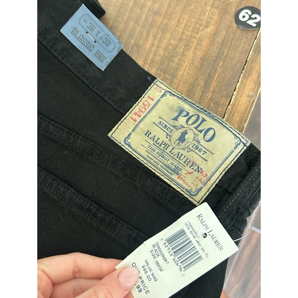 NWT Polo Ralph Lauren Men's 36x32 Classic 867 Straight Fit Black Pants